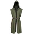 thumbnail image 4 of Medieval Costume Men Sleeveless Hooded Pirate Jacket with Belt Two Piece Set Halloween Cosplay Halloween Costume Men, Size 3XL, 4 of 4
