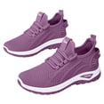 thumbnail image 3 of Women's Fashion Solid Color Mesh Lace Up Sneakers Lightweight Breathable Comfortable Running Shoes Non Soft Sole Athletic Footwear For Casual Walking And Sports Purple 43, 3 of 5