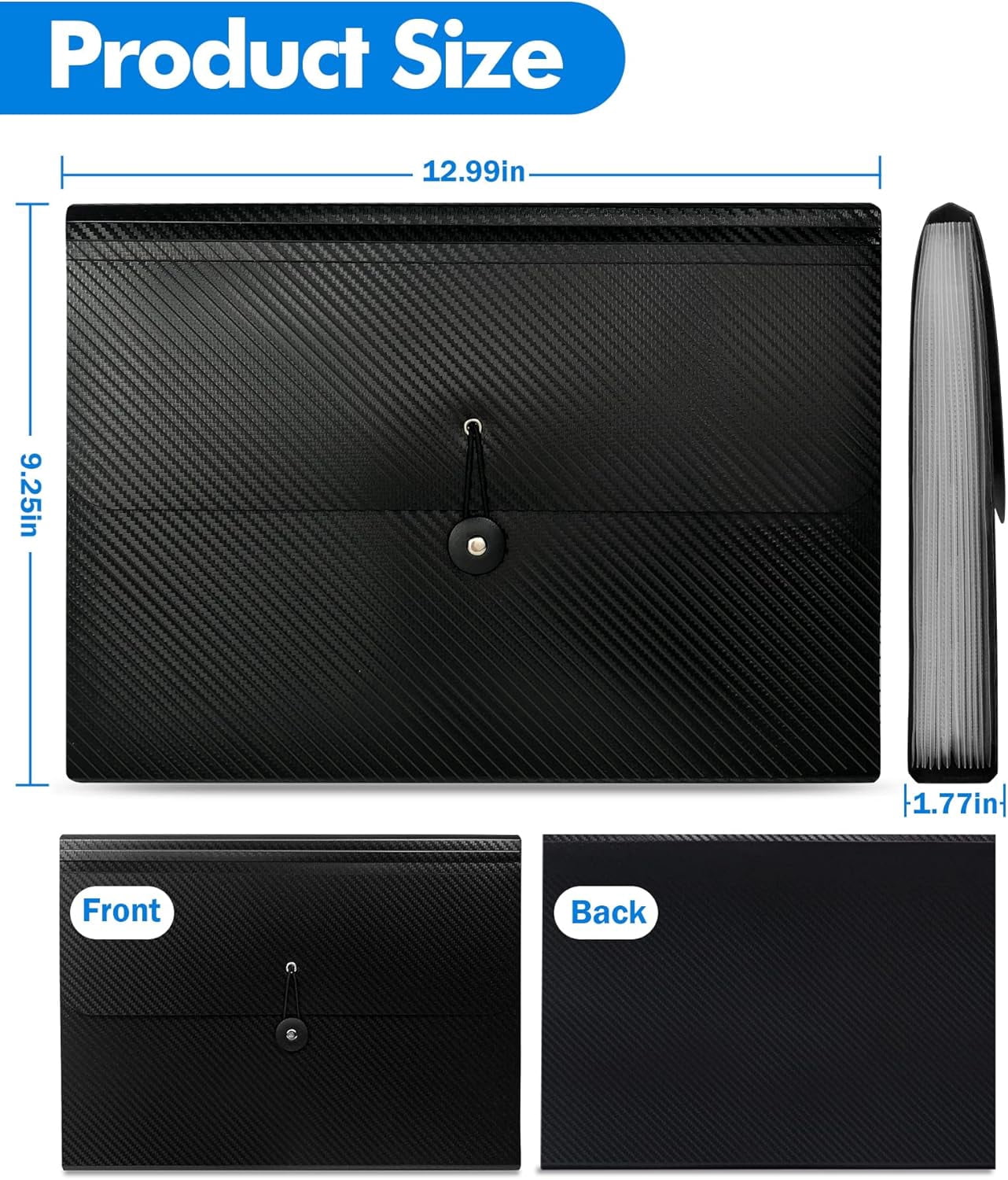 Expanding File Folder with Tabs, 13 Pockets File Organizer Accordion File Holder ，with Elastic Buckles Closure, A4 Paper Document Organizer for Home School Office