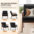 thumbnail image 4 of ENYOPRO Accent Chair, PU Comfy Single Sofa with Wood Feet, Mid Century Armchair for Bedroom, Living Room, Modern Comfy Reading Chair, Black, 4 of 8