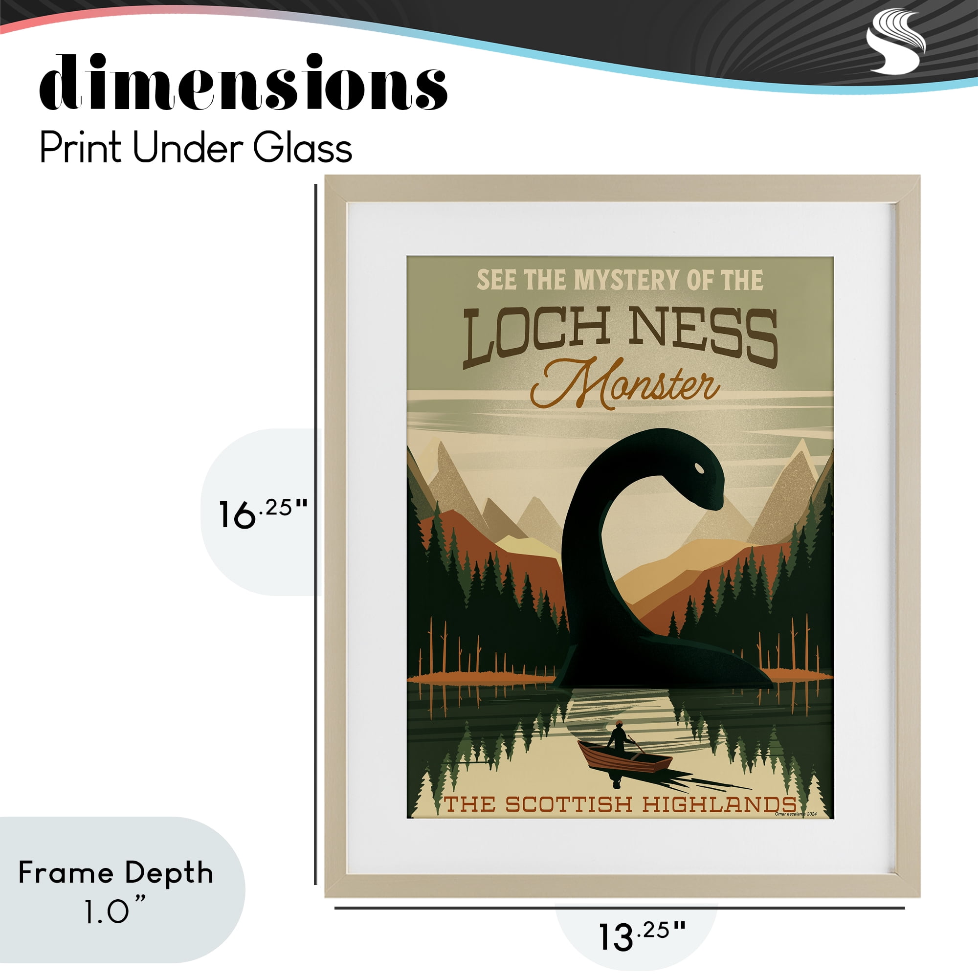 Stupell Industries Folklore Monster Tourism Birch Framed Print Under Glass, design by Omar Escalante