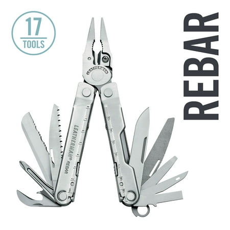 LEATHERMAN - Rebar Multitool with Premium Replaceable Wire Cutters and Saw - Stainless Steel with Leather