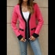 thumbnail image 4 of Suéter Tipo Cárdigan Abierto con Ribete para Mujer, Cárdigan de Punto de Larga, Informal, para Otoño e Invierno Rosa Roja S, 4 of 10