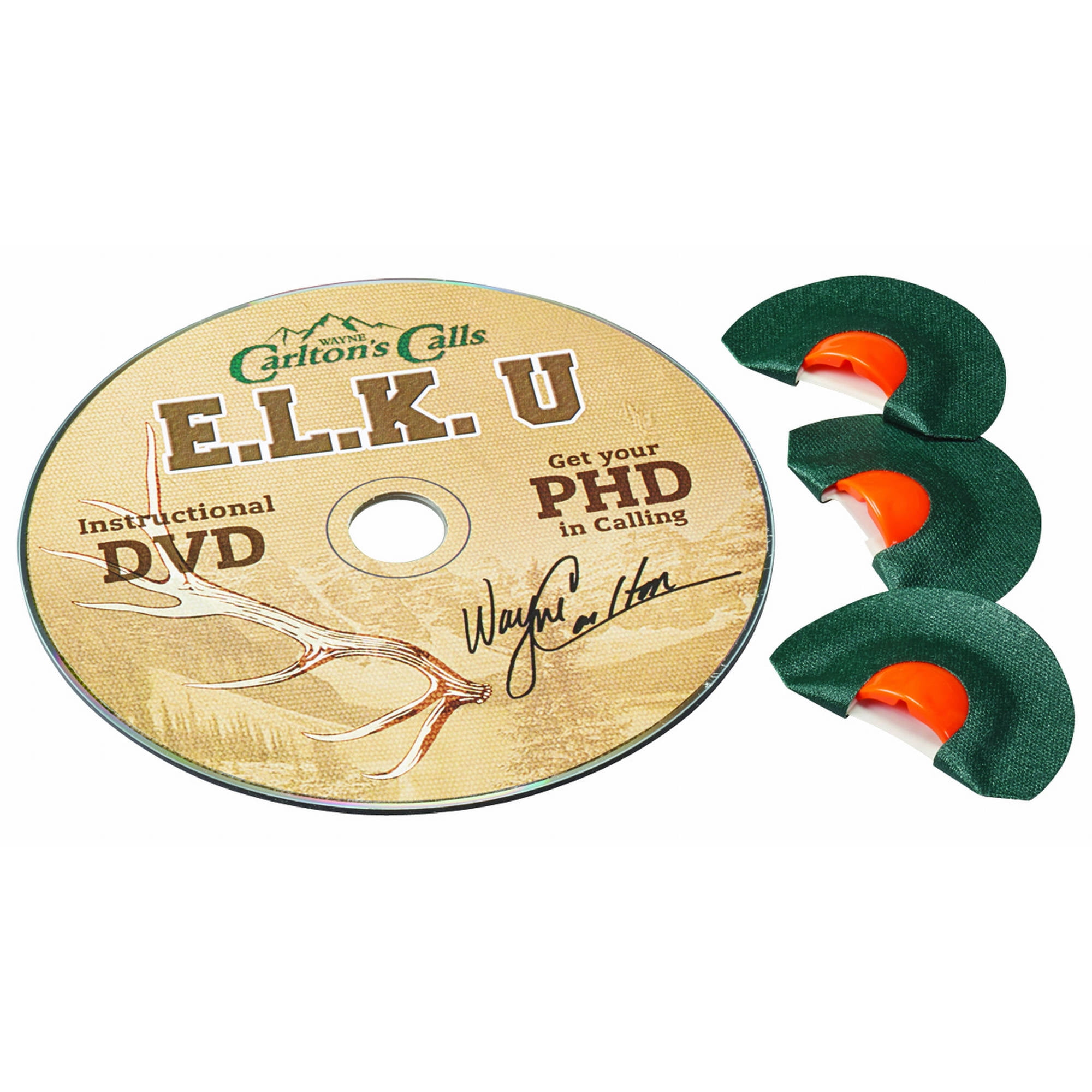 (2 pack) Hunters Specialties Carlton's Calls E.L.K. University PHD Tone Trough Diaphragm Game Calls Combo with Instructional DVD