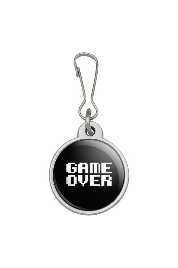 Game Over Gamer Pixel Font Geek Jacket Handbag Purse Luggage Backpack Zipper Pull Charm
