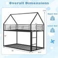 thumbnail image 3 of Costway Twin Over Twin Metal Bunk Bed, House Shaped Floor Bunk Bed Frame with Roof & Ladder Black, 3 of 10