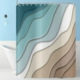 thumbnail image 2 of Teal Blue Shower Curtain, Teal Blue Brown Ombre Aqua Beach Waves Ocean Modern Bathroom Curtain Home Decor Waterproof Fabric Machine Washable with 6PCS Hooks,36" Wx72 L, 2 of 6