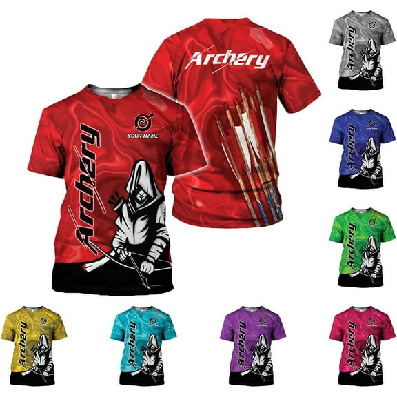Personalized Archery Shirt 3D Archery Target Bow Archery Shirts for Men Women Archer Archery Lovers T-Shirt S-5XL (Red, S)