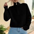 thumbnail image 2 of shoper Womens Turtleneck Sweater Fall Long Sleeve 1/4 Zip up Pullover Sweaters Oversized Slouchy Ribbed Knit Sweatshirt Outwear, 2 of 6