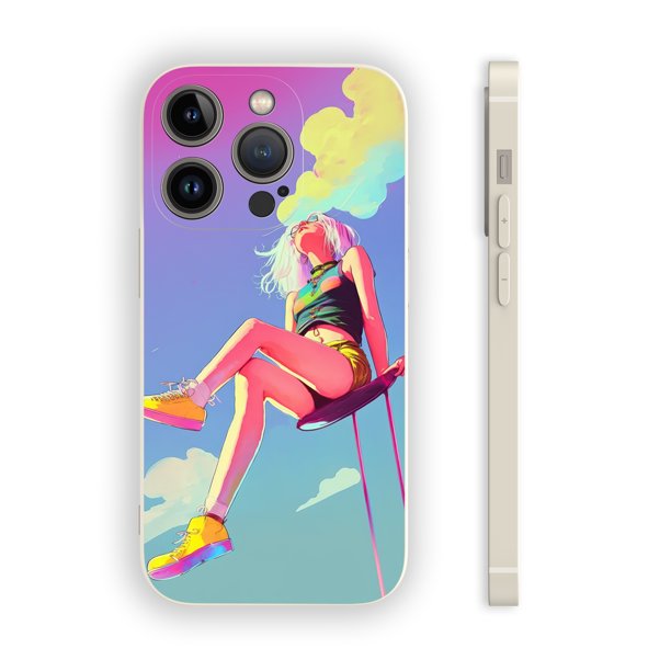 "Llame la atención con esta moderna funda para teléfono plateada de color mate de doble capa con estampado gráfico para iPhone15 Pro Max"