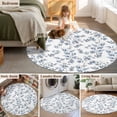 thumbnail image 5 of Round Rug 3.3Ft Washable Non-Slip, Blue Leaves Circle Area Rugs for Living Room Bedroom, Summer Botanical Elegant Pastoral Indoor Floor Mats Carpet Runner for Home Decor Aesthetic, 5 of 8