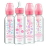 Dr. Brown's Options+ Baby Bottles, 8 oz/250ml, Narrow Bottle, Pink Floral Designs, 4 Pack Style: Pink Floral