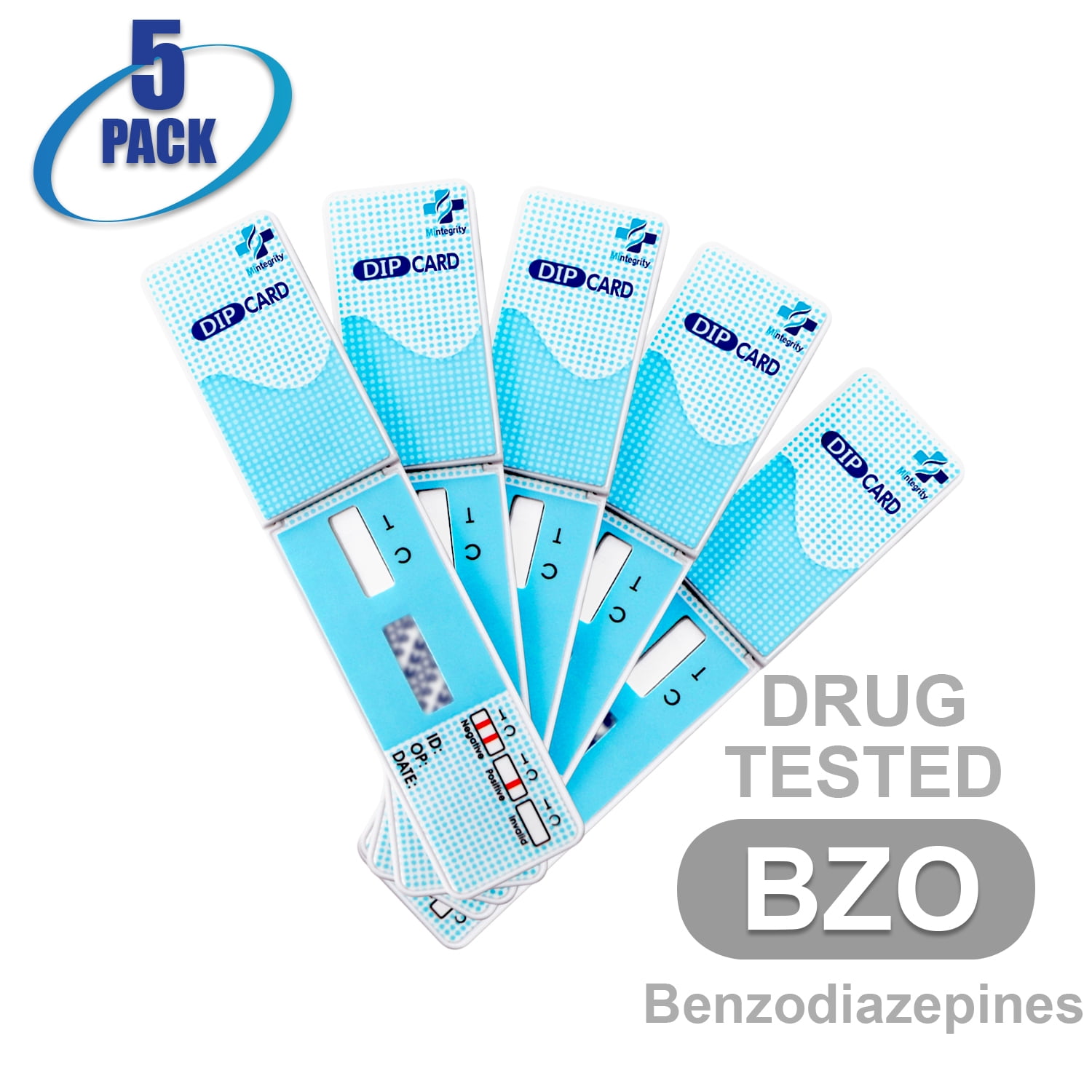 Mintegrity [5pk] - 1-Panel Dip Card Instant Urine Drug Test - Benzodiazepines (BZO) #MI-WDBZ-114
