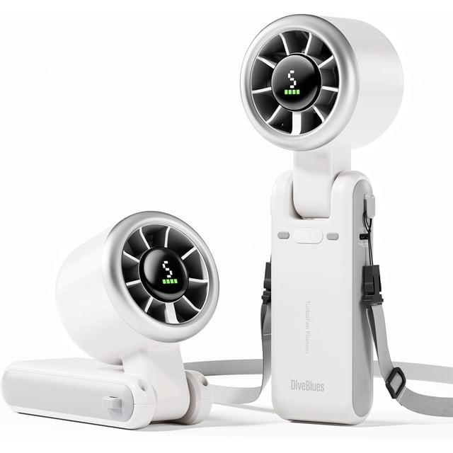Ventilador Turbo Portátil de Mano, Viento de 5 Velocidades, Funciona con Batería, Hasta 12 Horas de Funcionamiento, Ventilador de Mano 3 EN 1 con Ventilador de Refrigeración Air Turbo Tech