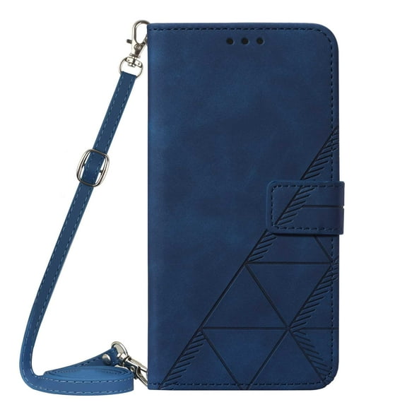 Premium PU Leather Wallet Case for iPhone 14 Pro Max, Soft TPU Shockproof Magnetic Clasp Flip Folio Phone Case with Card Slots Shoulder Strap Kickstand Cover for iPhone 14 Pro Max,Blue