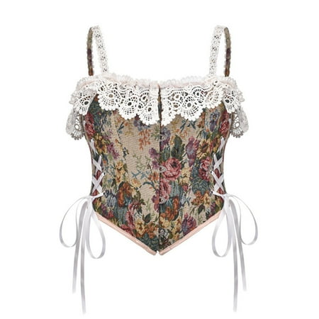 UPPADA Corset with Sleeves Clearance Womens Corset Tops Steampunk Corset Lace Up Top Overbust Corset Floral Corset Top Corset Bustier Top Cute Underbust Corset Top