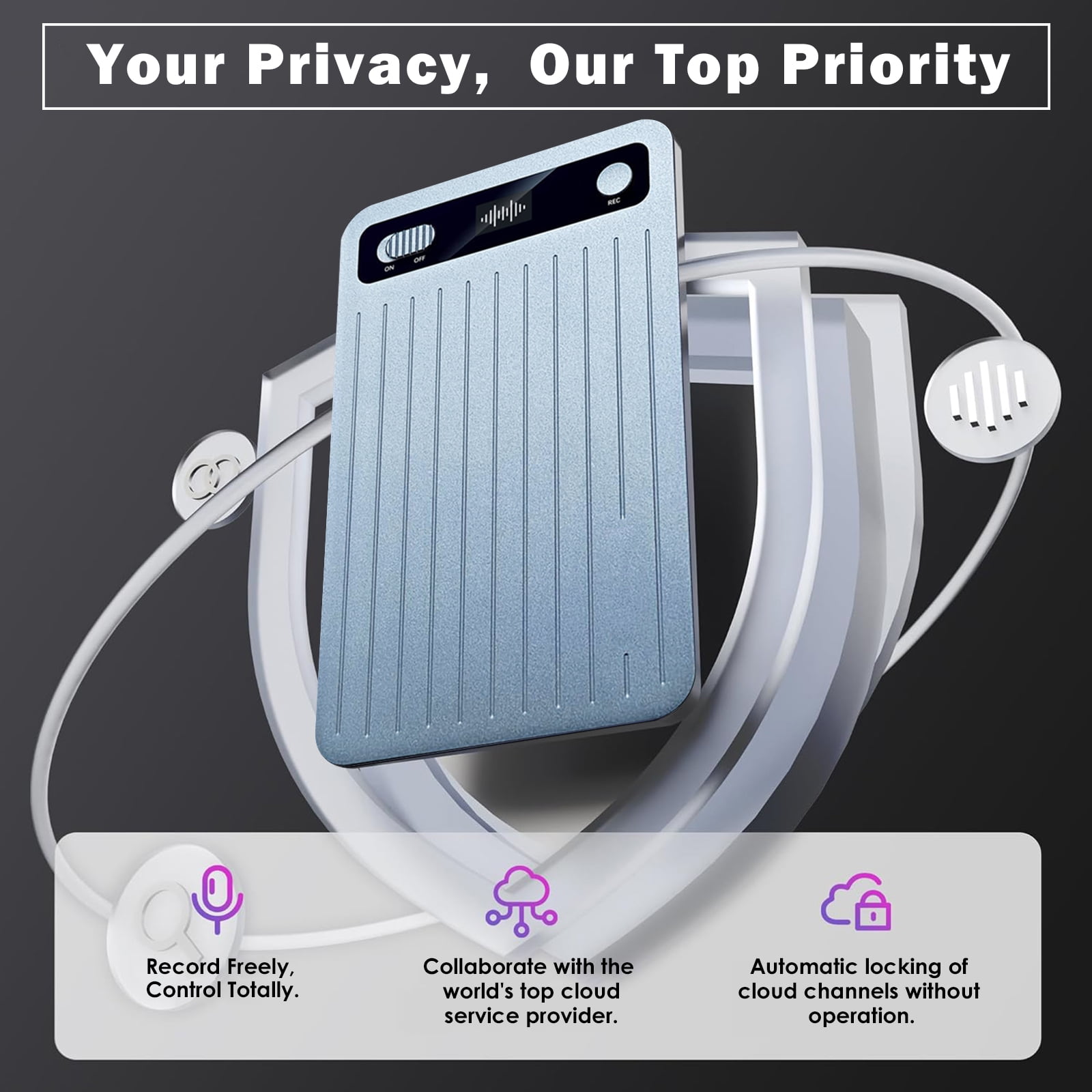 AI Voice Recorder, Transcribe Translate Summarize, Phone Recorder Compatible with Calls Interviews Lectures Meetings, Blue, 64GB