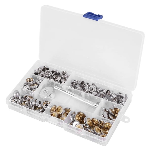 Speravity 120 piezas/Kit de acero inoxidable para barco, botón a presión de lona, resistente barco, tornillos de sujeción de cobre, accesorios con Bombillas para automóviles Speravity VI016010-00B