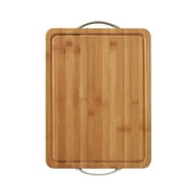 Farberware 12-inch x 16-inch Bamboo Wood Cutting Board with Trench and Metal Handles