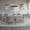 White Wash, variant on ACTU 7-Piece Mid-Century Wood Fabric Upholstered Ladder Back Dining Table with Chair, White Wash