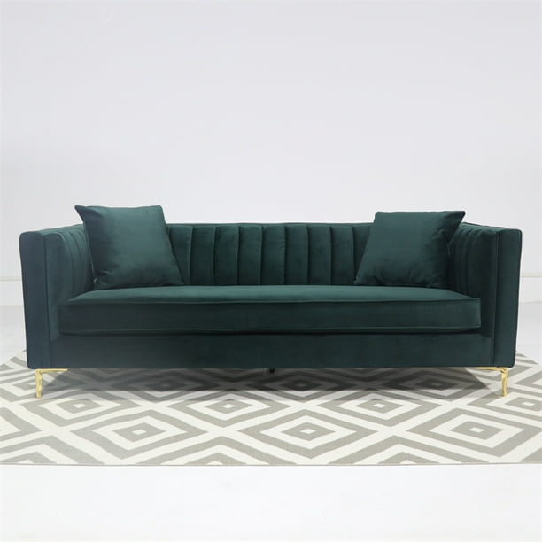 Mid Century Modern Diem Forest Green Sofa