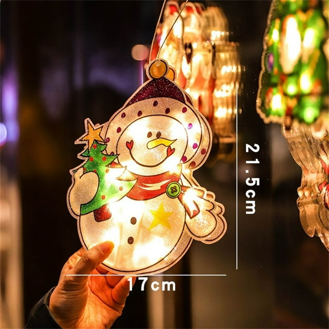 Christmas Window Lights, Led Christmas Window Decorations with Suction Hanger, Battery Operated Christmas Light Up Window Decor, Gifted Box for Xmas Party (1Pc)