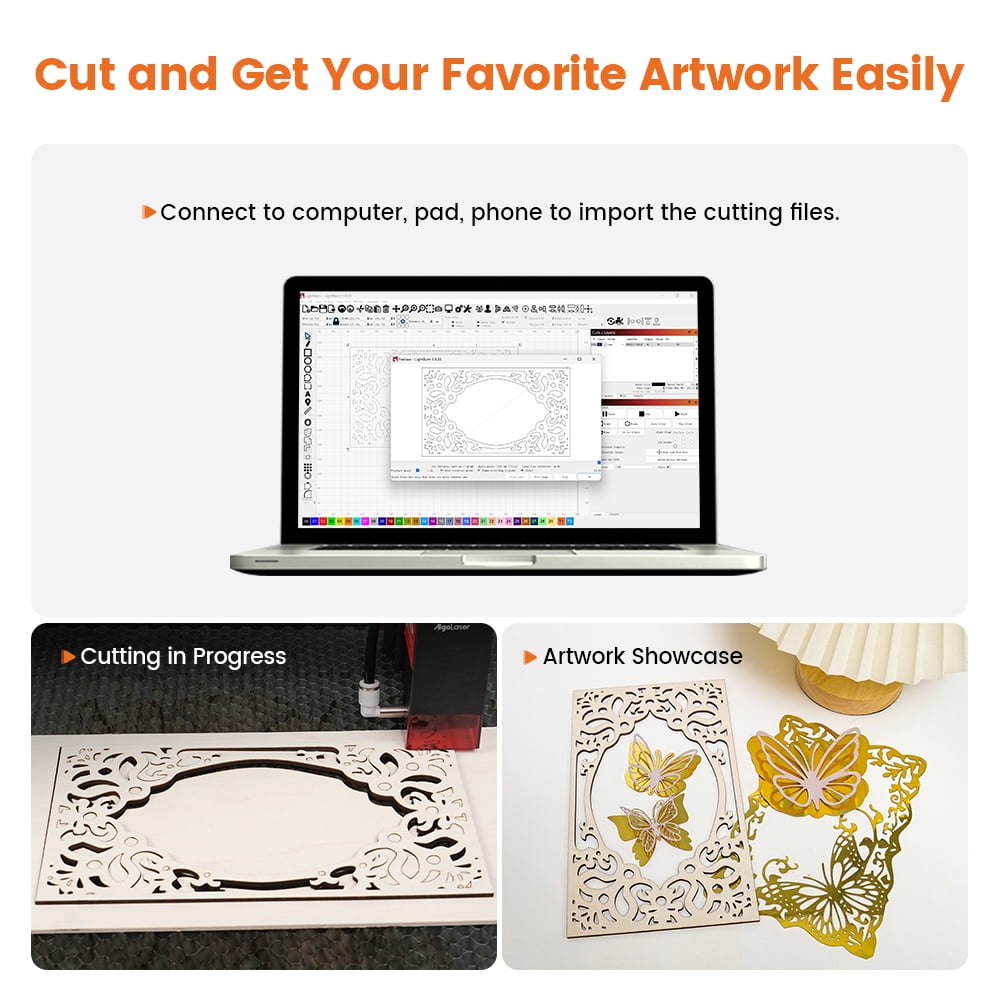 Algo DIY Mini Engraver 10W Output Power, 200mm/s Cutting and Engraving Machine for DIY Wood Metal Glass Leather, WiFi APP Control for Beginners