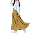 thumbnail image 2 of Eltusu Girls Skirts, Pleated Long-Length Elastic Waistband Cotton Casual Skirts Yellow Size 12-13T, 2 of 4