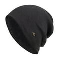 thumbnail image 2 of absanyy Women's Acrylic Warm Beanie - Fleece Lined, Herringbone Slouchy, Windproof, One Size Fits Most, Black, 2 of 4