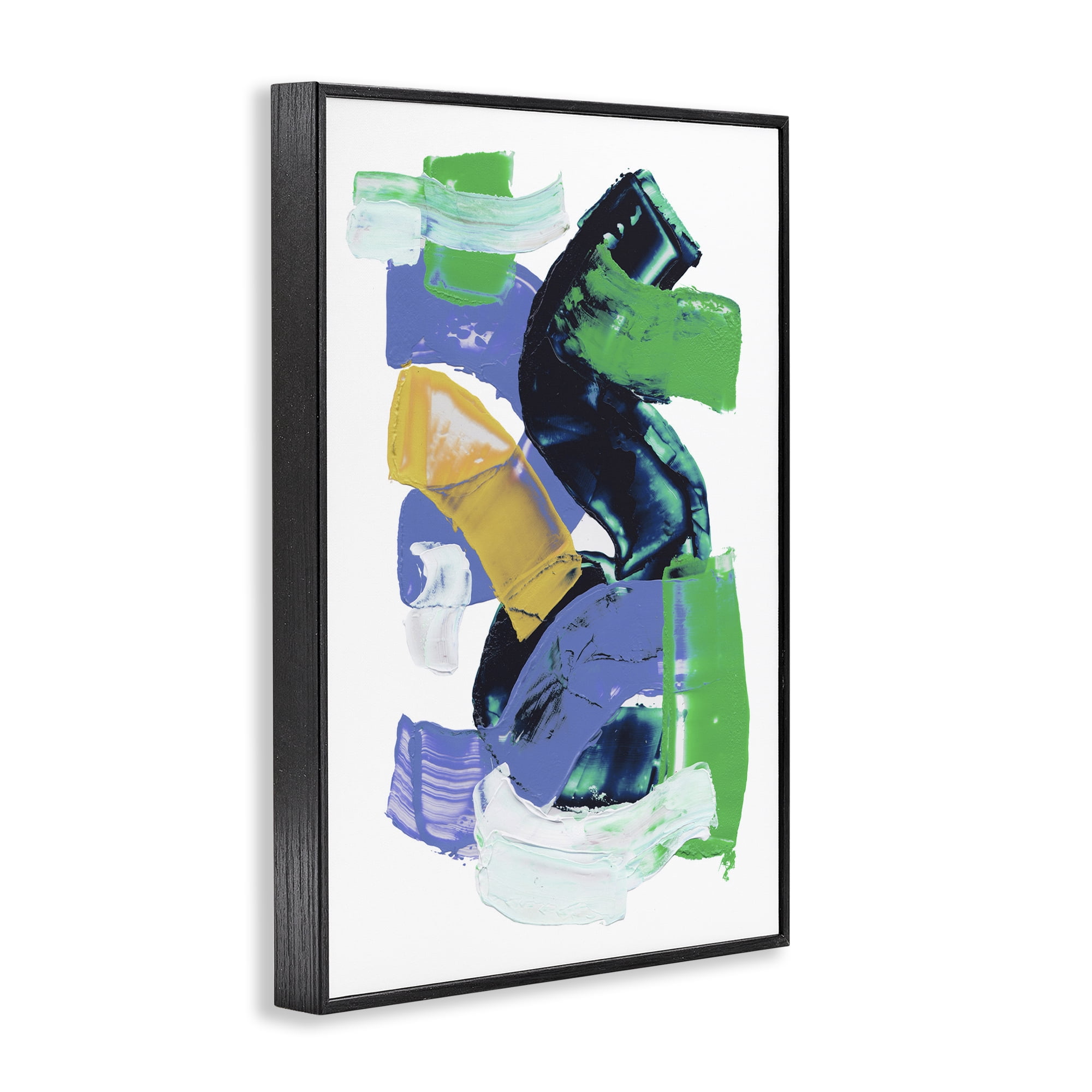 Stupell Industries Expressive Bold Brush Strokes Abstract Painting Black Framed Art Print Wall Art, 20 x 30