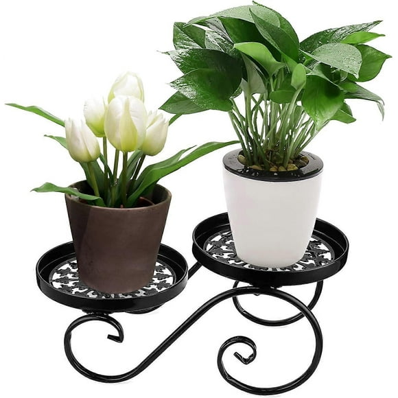 Black Iron Flower Staircase S Shaped 2 Shelves Balcony Yard Garden Outdoor Staircase Moon Design