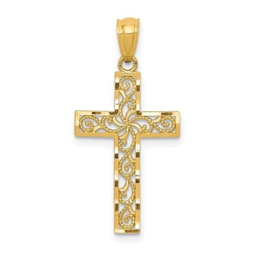 14k Yellow Gold Cross Pendant – Beautiful Italian Crucifix, No Stone, Unbranded