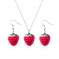 thumbnail image 3 of Pendientes de fresa roja con personalidad creativa, lindos pendientes colgantes de hongo con simulación de resina de fruta 3D, 3 of 6