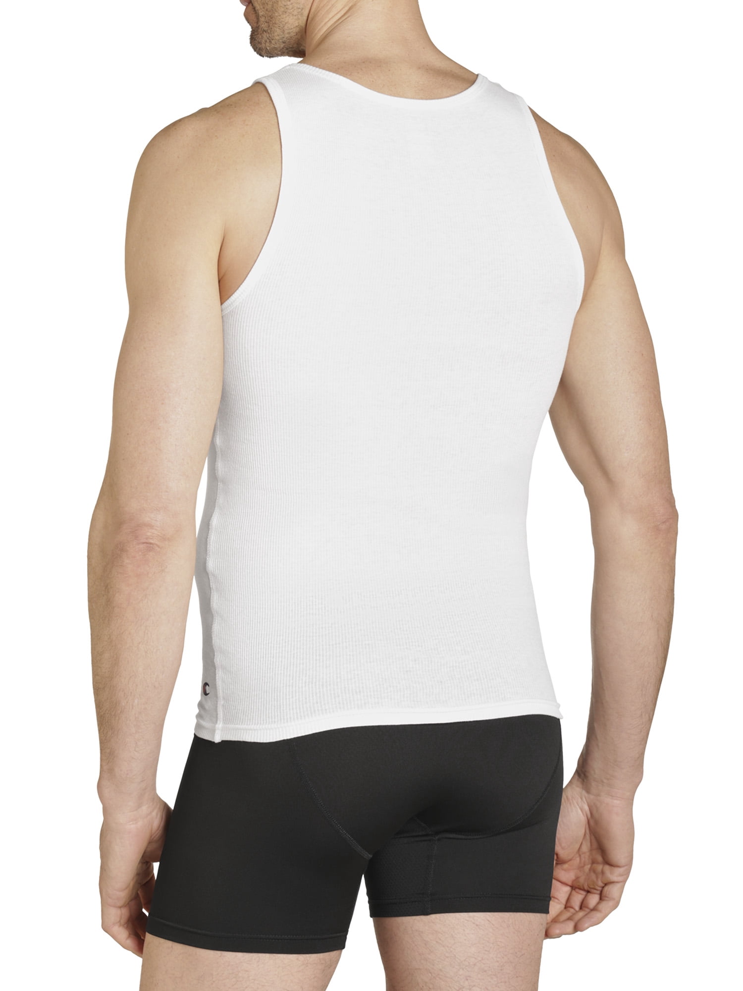 Champion Men’s Tank – 5 Pack Cotton Flex Rib Undershirts, Cotton/Polyester Blend, Tag-Free Comfort, Sizes S–2XL