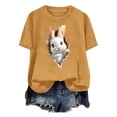 thumbnail image 4 of Tops de Cuello Alto para las Mujeres Amante Impreso Camiseta Cuello Redondo Manga Corta, Poliéster Spandex, 4 of 6