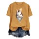 thumbnail image 4 of Tops de Cuello Alto para las Mujeres Amante Impreso Camiseta Cuello Redondo Manga Corta, Poliéster Spandex, 4 of 6