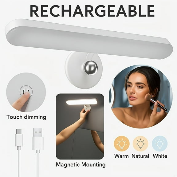 4000mAh tricolor light - magnetic suction mirror headlight, rechargeable mirror light, suitable for dressing tables, bathrooms, and dressing tables