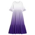 thumbnail image 4 of ITSAME Girls A-Line Maxi Dress Flowy Ruffle 3/4 Sleeve Round Neck Gradient Print Summer Fashion Casual Dress Purple Size 8, 4 of 7