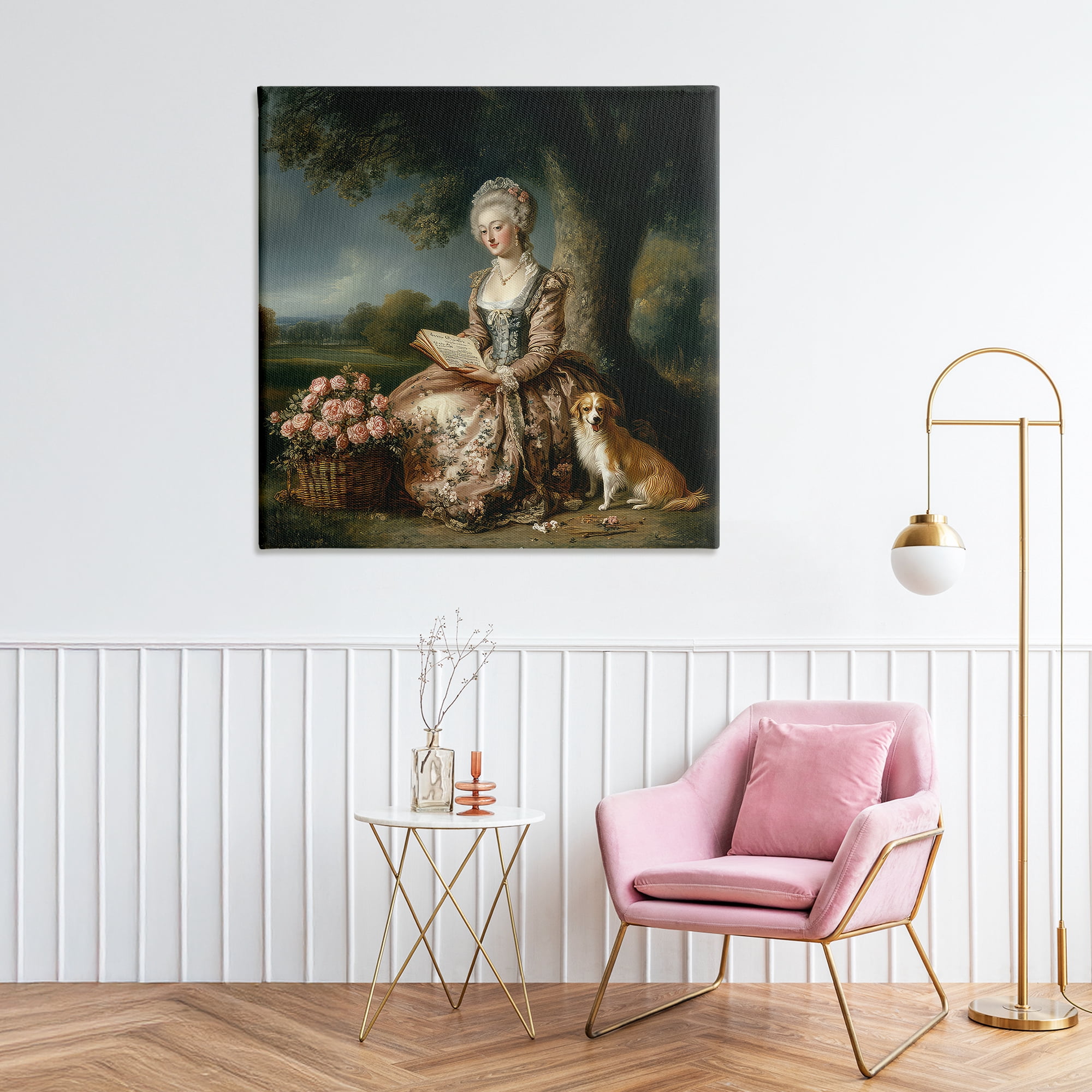 Stupell Industries Rococo Woman with Dog Canvas Wall Art, design by The Wands Want