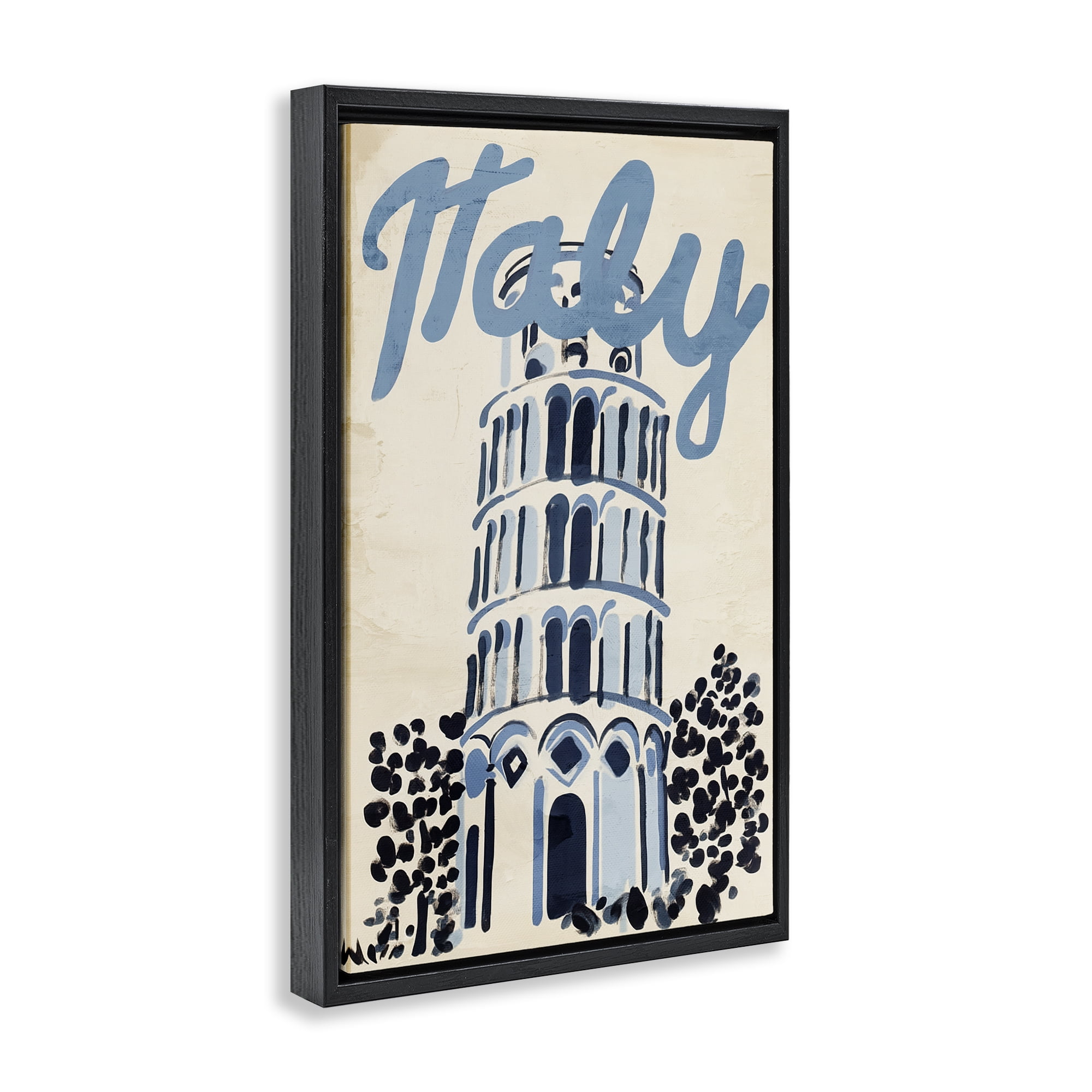Stupell Industries Blue & Beige Italy Travel Black Framed Floater Canvas Wall Art, design by Annabelle Hall