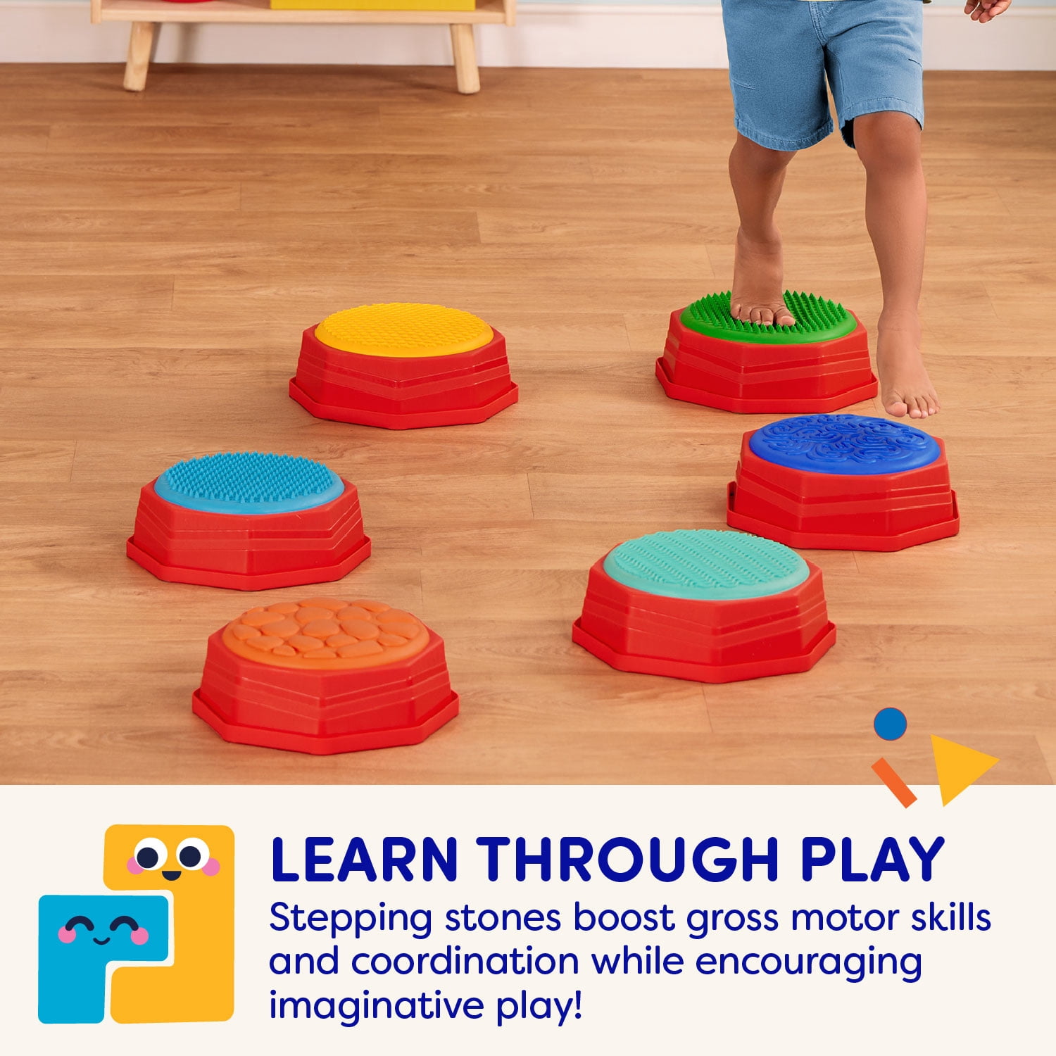 Battat Hop Spots 6 PCS Sensory Stepping Stones for Kids, Active Playset for 3 Years +