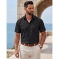 thumbnail image 3 of COOFANDY Men's Summer Casual Short Sleeve Button Down Shirt - Untucked Fit Dress Shirt with Pocket, 3 of 9