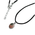 thumbnail image 2 of Rustic American USA Flag Distressed Antiqued Oval Charm Pendant with Black Satin Cord, 2 of 3