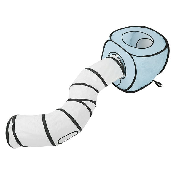 Tienda de campaña con forma de túnel para gatos, juguete plegable, escondite para gatitos y cachorros (azul)