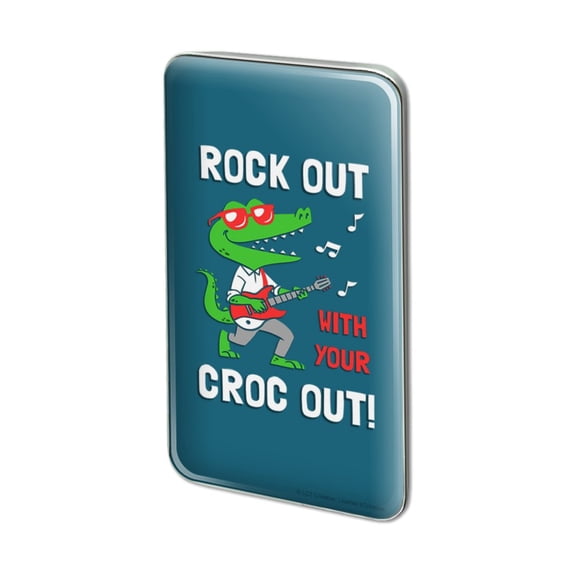 Rock Out with Your Croc Out Crocodile Roll Funny Humor Metal Rectangle Lapel Hat Pin Tie Tack Pinback
