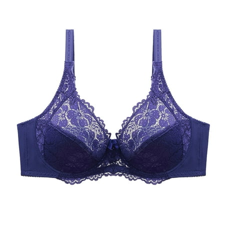 Clearance! Weikingp Bras for Women Women S Lace Thin Large Size Bra European And American Solid Color Sexy Bra Cheeky Underwear for Women Plus Size Lingerie Blue S