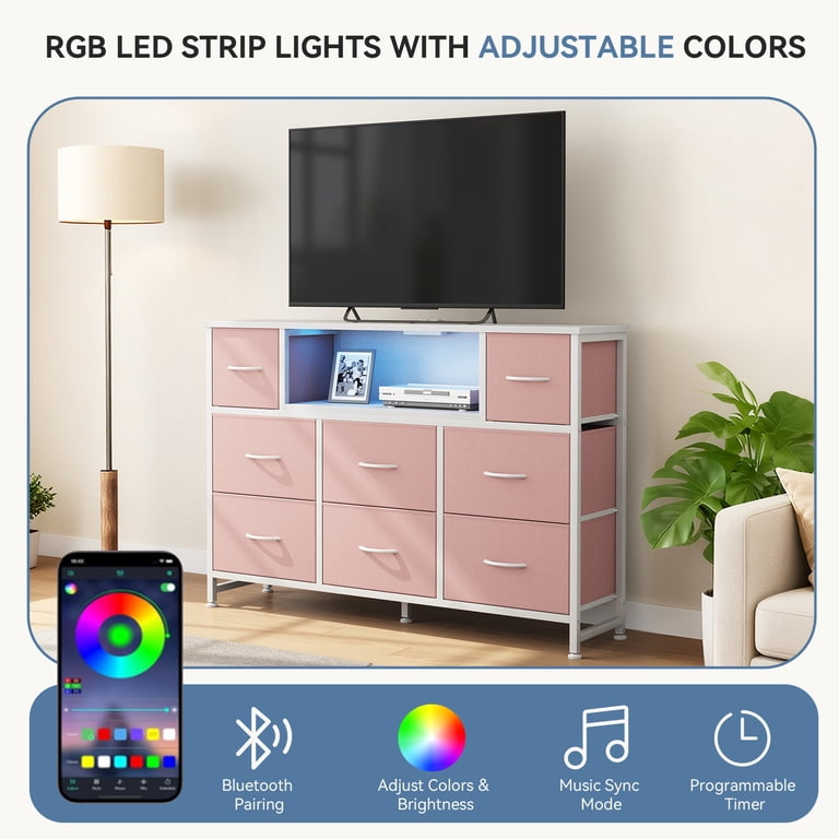 CONCETTA 55-Inch TV Dresser with LED Lights and Charging Station photo 4