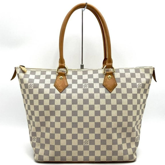 Pre-Owned LOUIS VUITTON N51185 Saleya MM Tote Bag Beige Damier Azur Canvas Women's (Good)