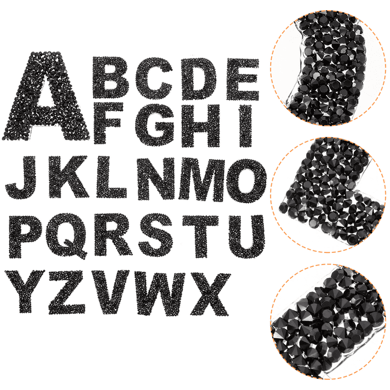 26pcs Decorative Iron on Letters Glitter Rhinestone Letters Stickers Rhinestone Alphabet Patches