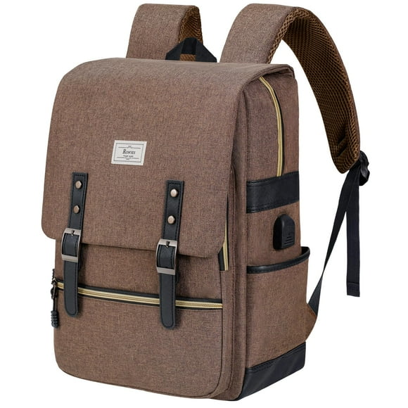 Mochila Ronyes Vintage para portátil de 15,6 pulgadas con puerto de carga USB